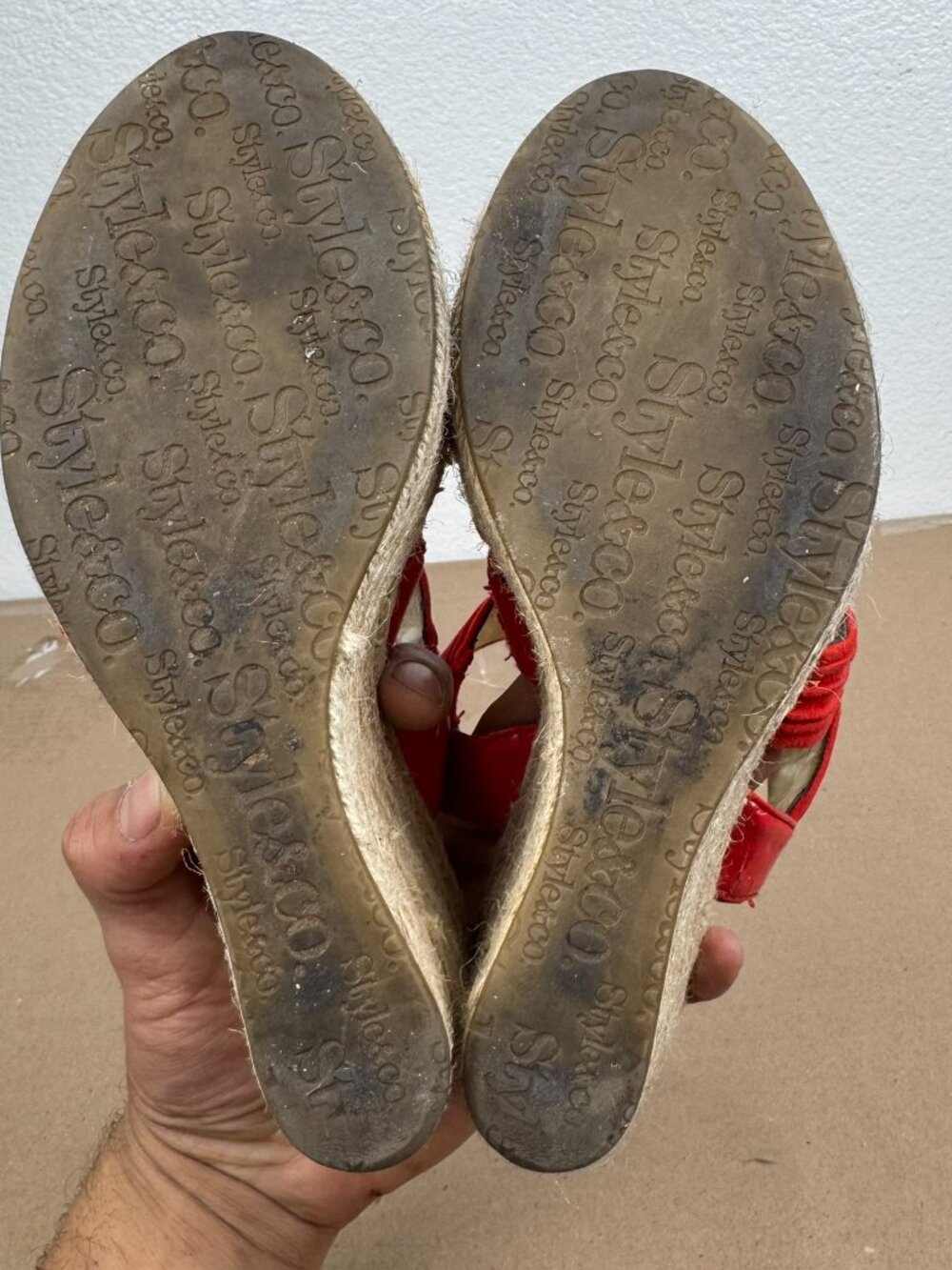 Style & Co. Red Criss-Cross Espadrille Wedge Sandals Women's Size 8 - Picture 6 of 8